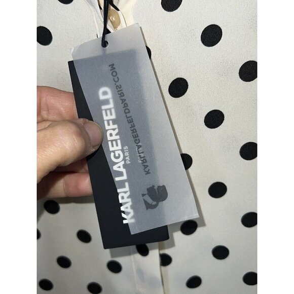 NWT Karl Lagerfeld Paris Suits Sleeveless Blouse Off White Black Size Medium T - Picture 3 of 8